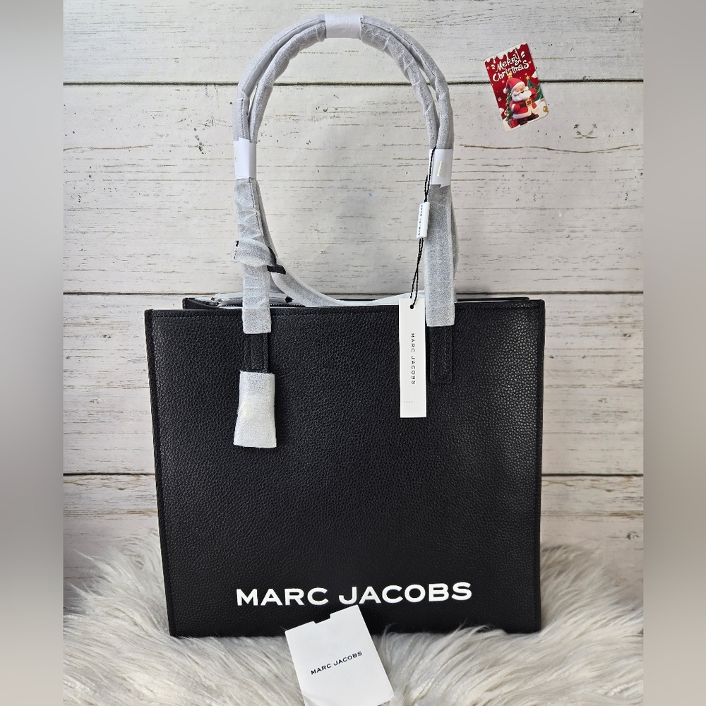 Marc Jacobs Grind Leather Black Tote Bag Women's Luxury Modern Contemporary - Picture 12 of 12